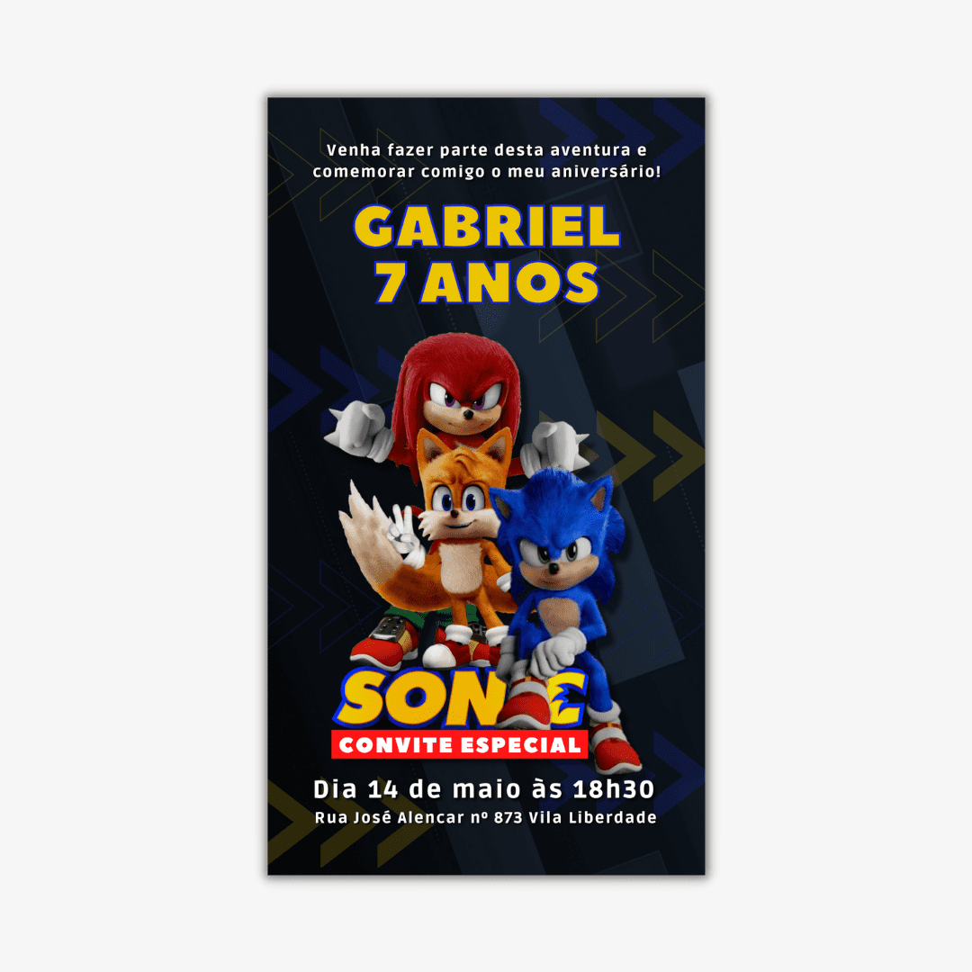 Convite de Aniversário do Sonic – Modelos de Convite