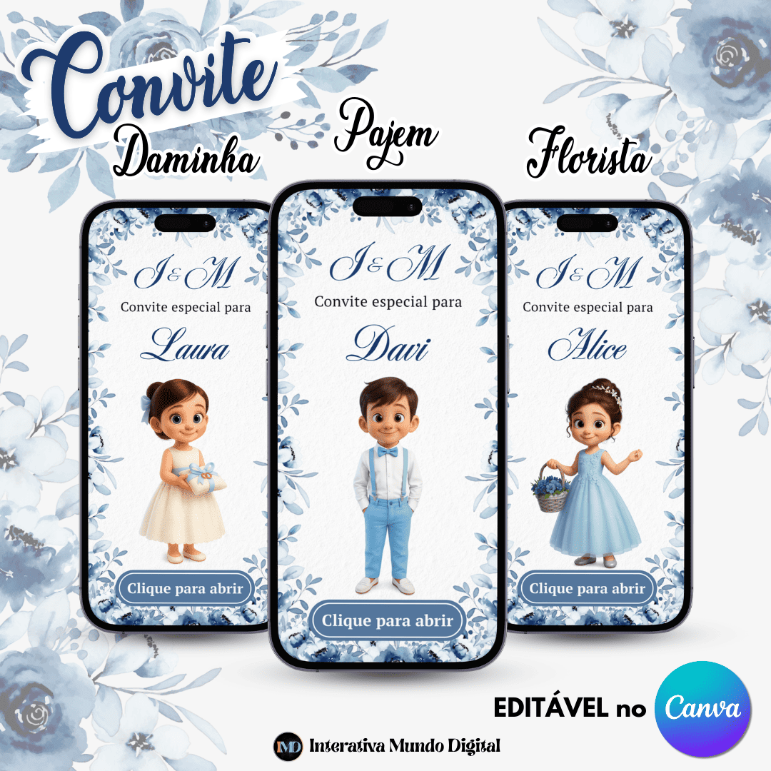 Convite e Manual Interativo para Daminha, Pajem e Florista