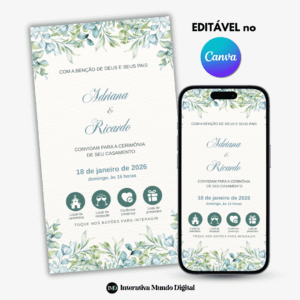 Convite Interativo de Casamento Azul