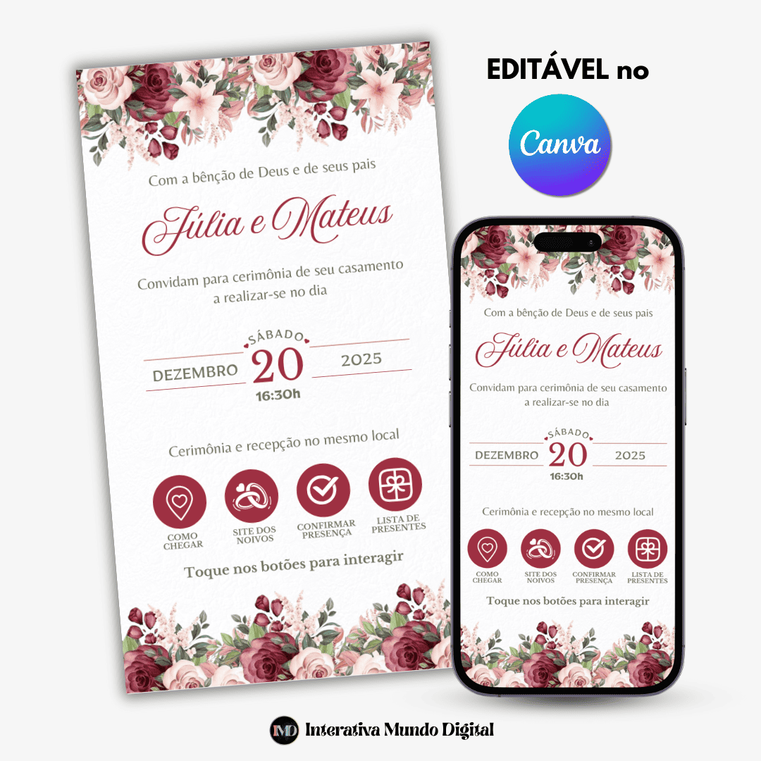Convite Interativo de Casamento Marsala