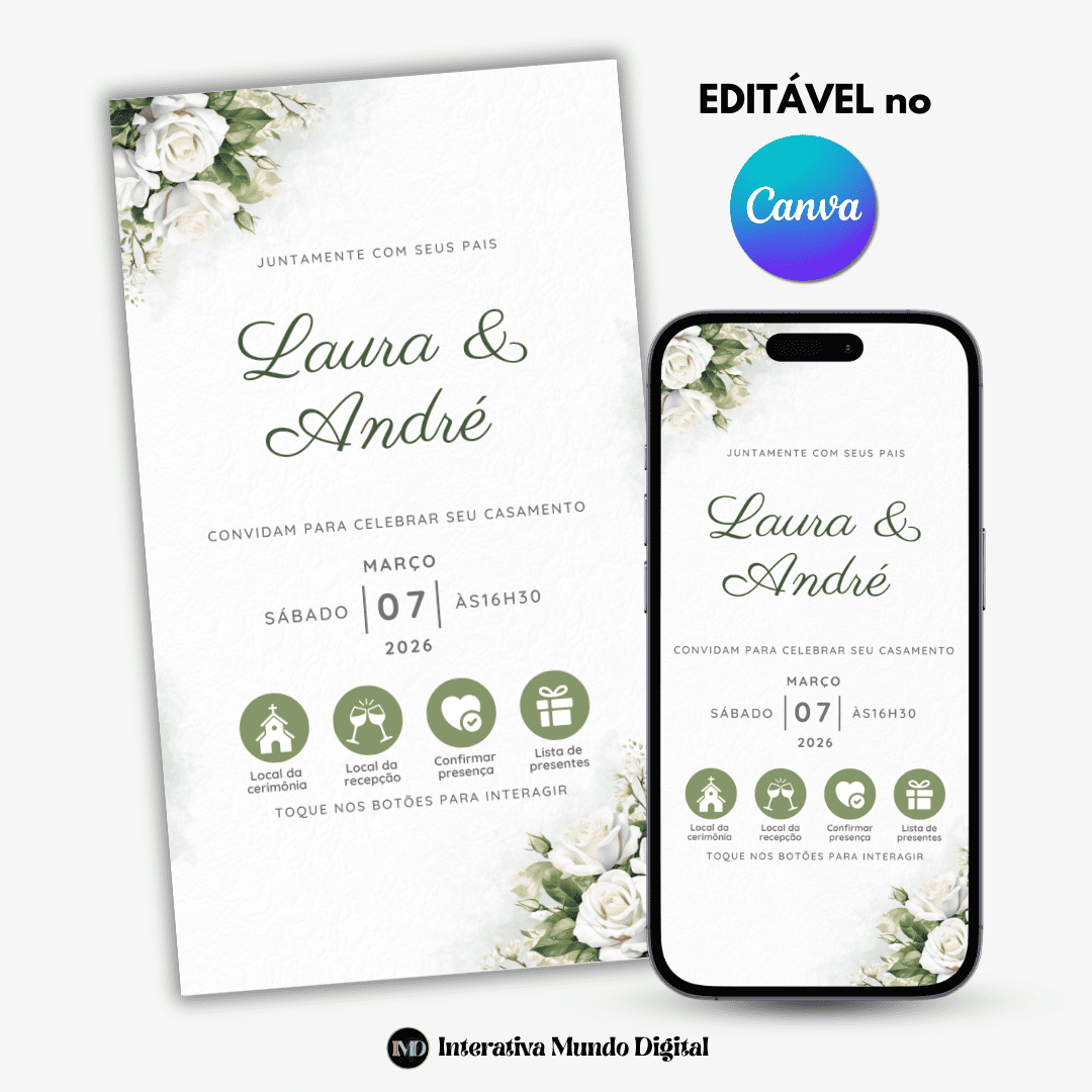 Convite Interativo de Casamento Verde