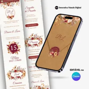 Convite Online de Casamento Terracota e Vinho