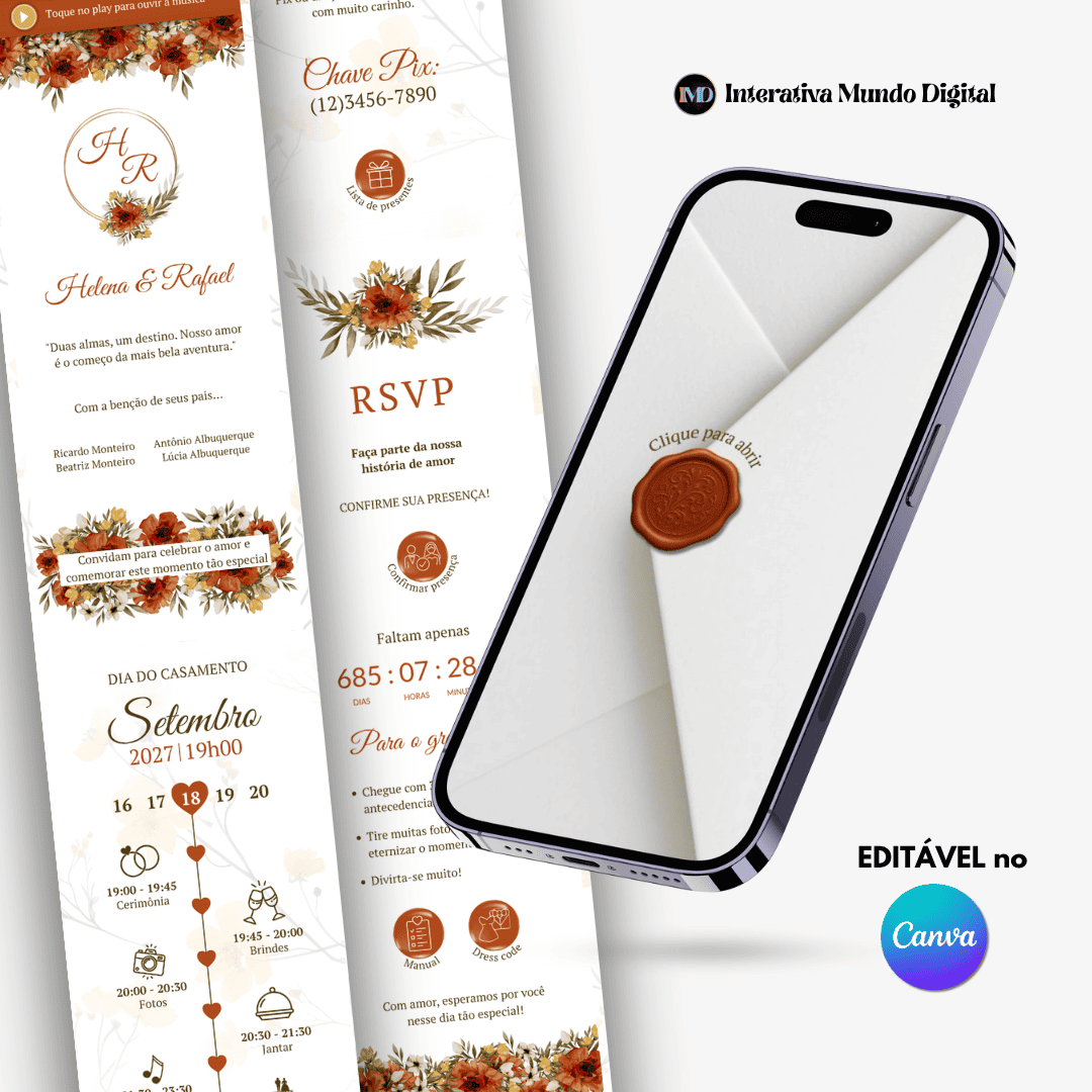 Convite Online de Casamento Terracota