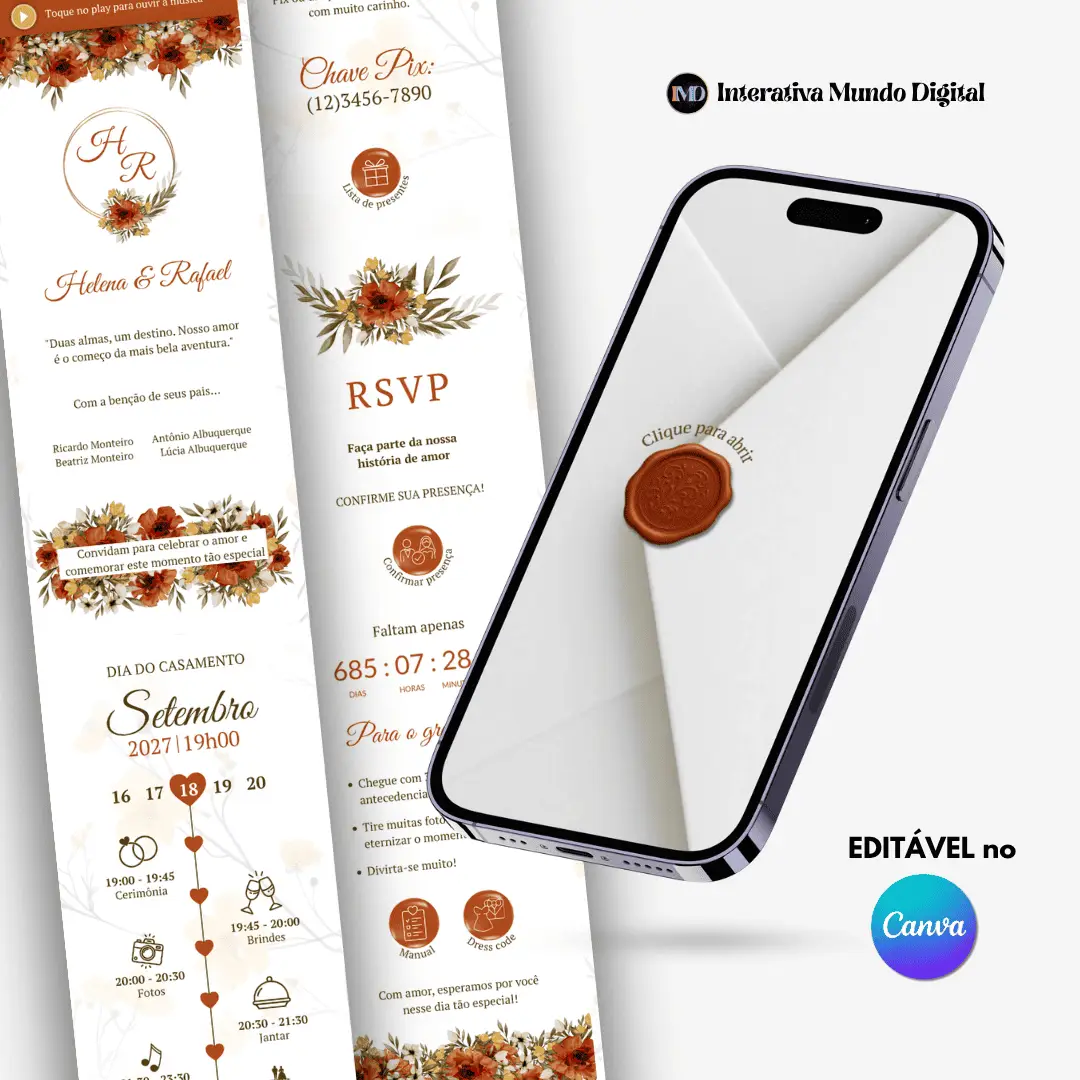 Convite Online de Casamento Terracota