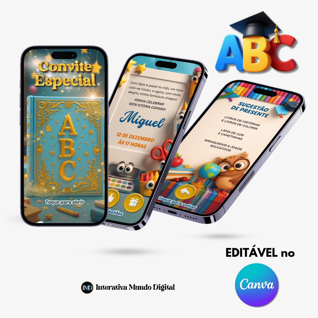 Convite Online de Formatura ABC Livro Azul