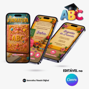 Convite Online de Formatura ABC Livro Rosa