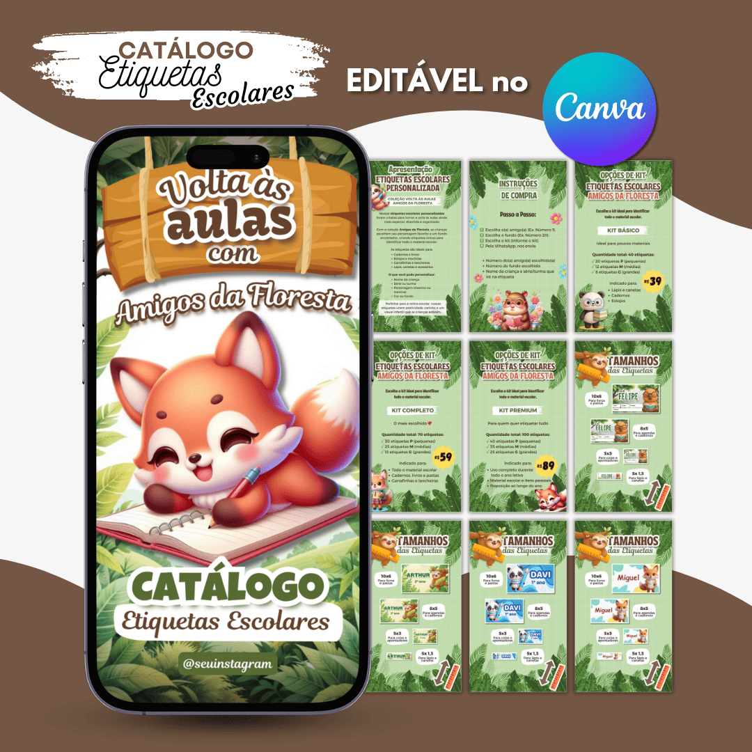 Catálogo Etiquetas Escolares Amigos da Floresta
