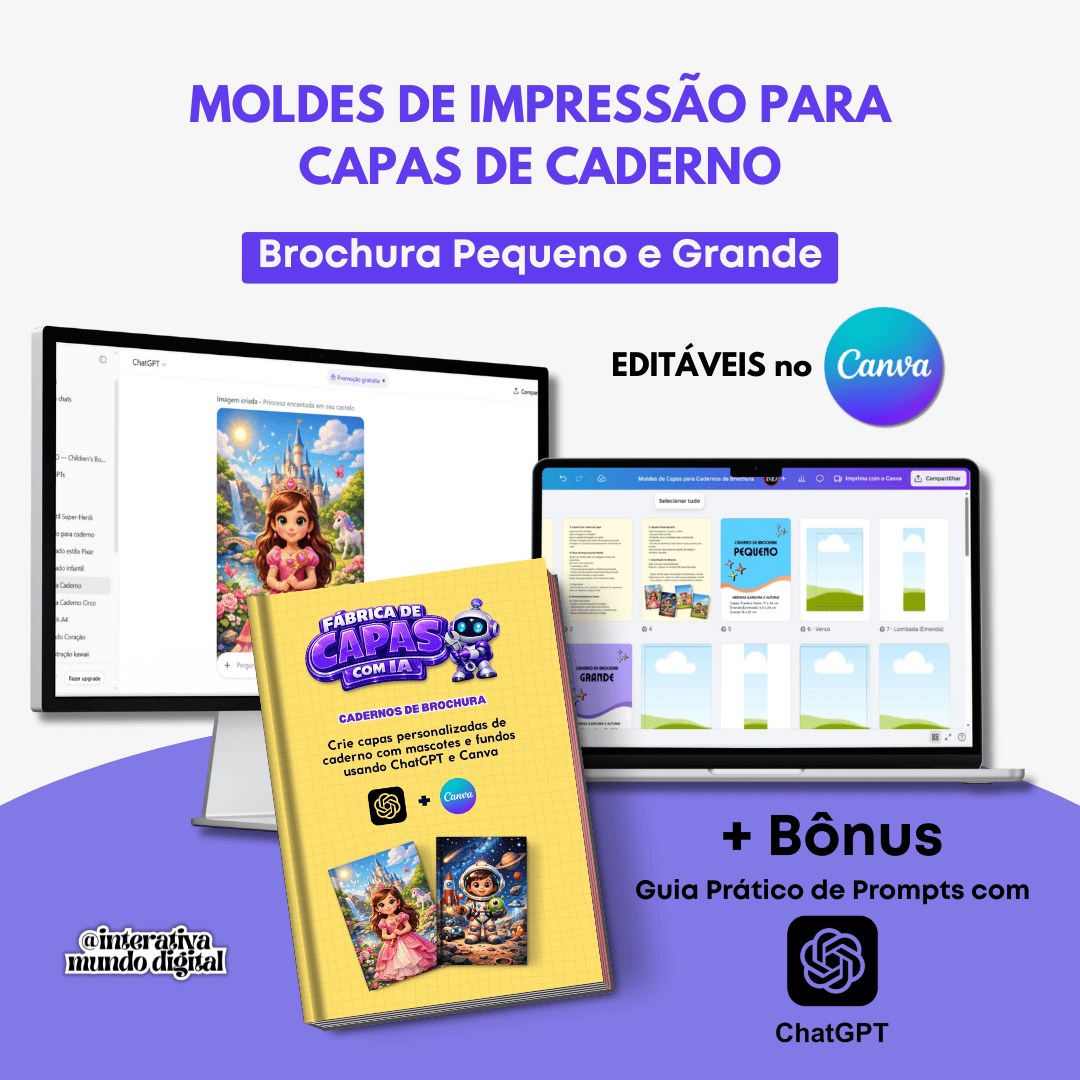 Moldes de Impressão Editáveis para Capas de Caderno