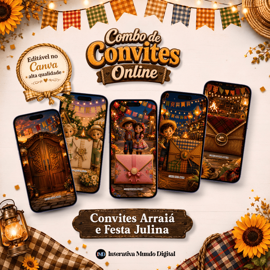 Combo de Convites Online Arraiá e Festa Julina